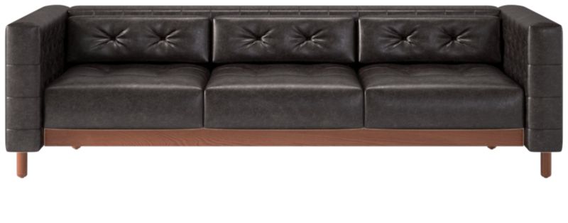 Marconi 3-Seater Tufted Leather Sofa Bello Black by Gianfranco Frattini - image 0 of 8