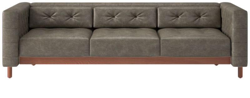 Marconi 3-Seater Tufted Leather Sofa Bello Grey by Gianfranco Frattini - image 0 of 8