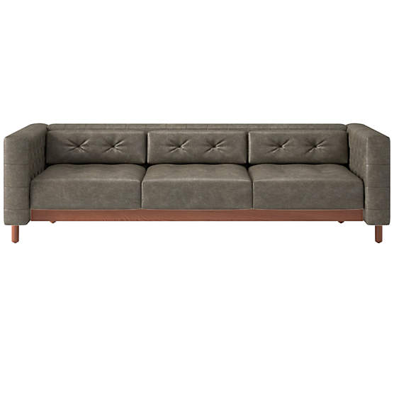 Marconi 3-Seater Tufted Leather Sofa Bello Grey by Gianfranco Frattini