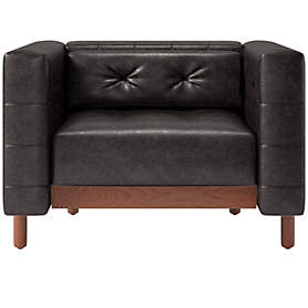 Tufted leather deals accent chair