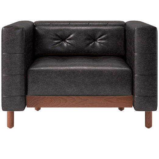 Marconi Tufted Leather Accent Chair Bello Black by Gianfranco Frattini