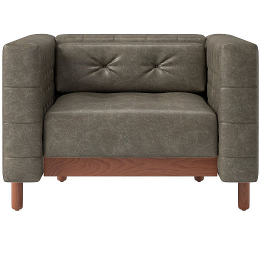 Marconi Tufted Leather Accent Chair Bello Grey by Gianfranco Frattini