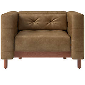 Marconi Tufted Leather Accent Chair Bello Grey by Gianfranco