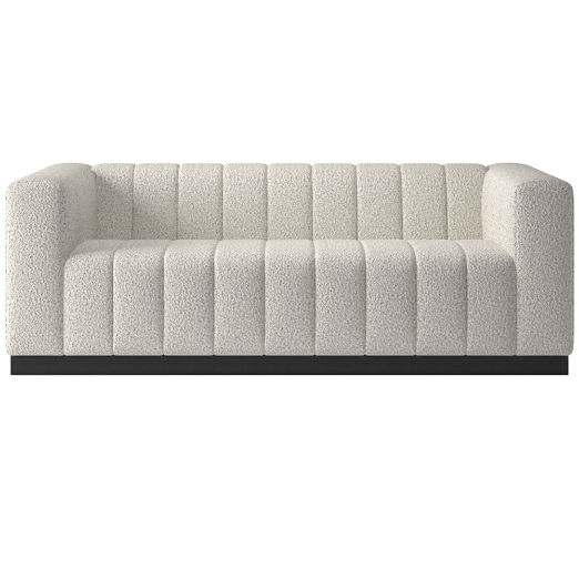 Forte 81" Channeled Sofa with Black Legs Bloce Grey