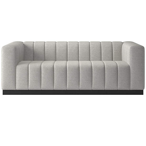 Forte 81" Channeled Sofa with Black Legs Hatch Platinum