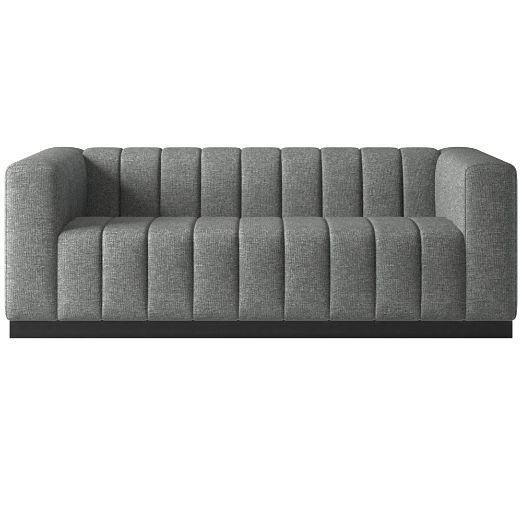 Forte 81" Channeled Sofa with Black Legs Hatch Charcoal