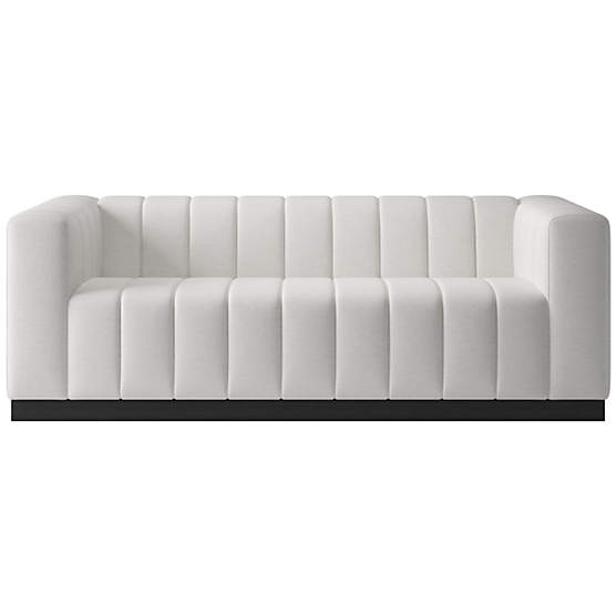 Forte 81" Channeled Sofa with Black Legs Curious Linen