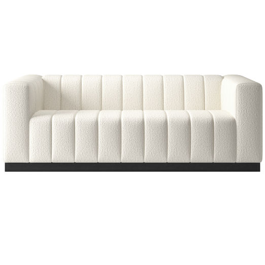 Forte 81" Channeled Sofa with Black Legs Wooly Sand