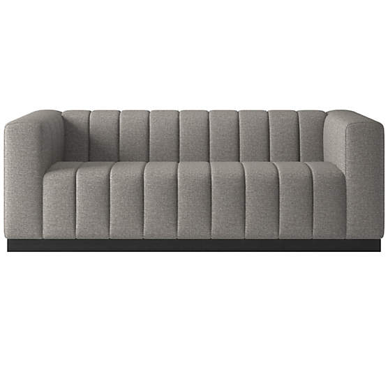 Forte 81" Channeled Sofa with Black Legs Taylor Felt Grey