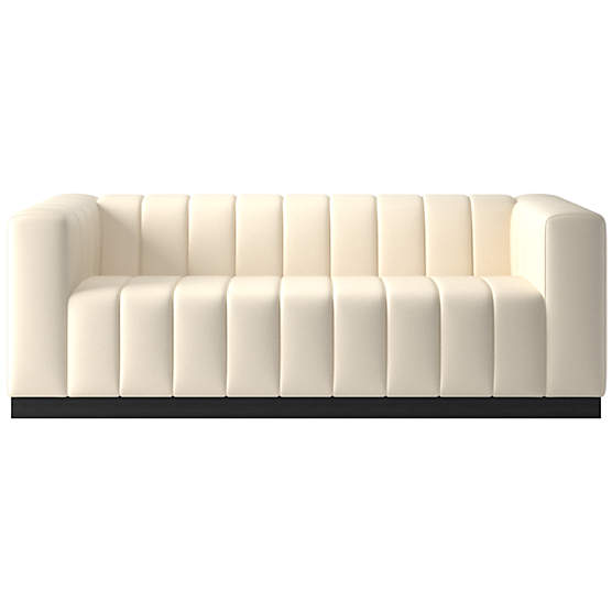 Forte 81" Channeled Sofa with Black Legs Kanvas Sand