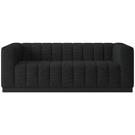 Forte 81" Channeled Sofa with Black Legs Curious Ebony