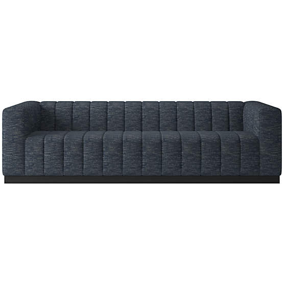 Forte 101" Extra-Large Channeled Sofa with Black Base Curious Eclipse