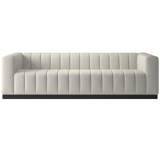 Forte 101" Extra-Large Channeled Sofa with Black Base Nomad Snow