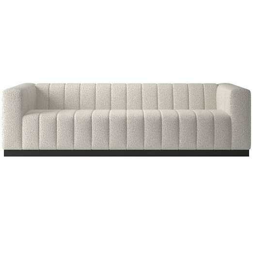 Forte 101" Extra-Large Channeled Sofa with Black Base Bloce Grey