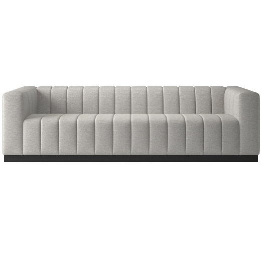 Forte 101" Extra-Large Channeled Sofa with Black Base Hatch Platinum