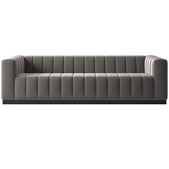 Forte 101" Extra-Large Channeled Sofa with Black Base Luca Storm