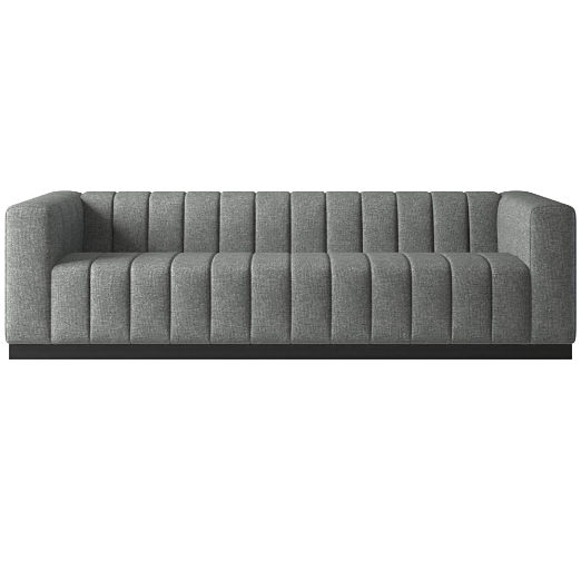 Forte 101" Extra-Large Channeled Sofa with Black Base Hatch Charcoal