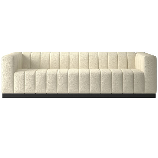 Forte 101" Extra-Large Channeled Sofa with Black Base Bloce Cream