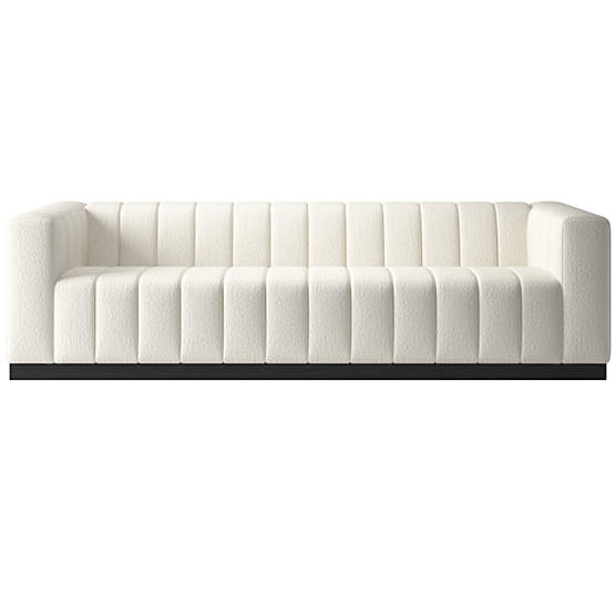 Forte 101" Extra-Large Channeled Sofa with Black Base Wooly Sand
