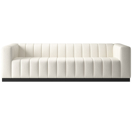 Forte 101" Extra-Large Channeled Sofa with Black Base Wooly Sand