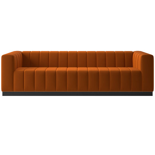 Forte 101" Extra-Large Channeled Sofa with Black Base Luca Russet