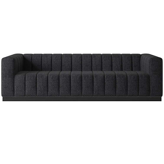 Forte 101" Extra-Large Channeled Sofa with Black Base Bloce Noir