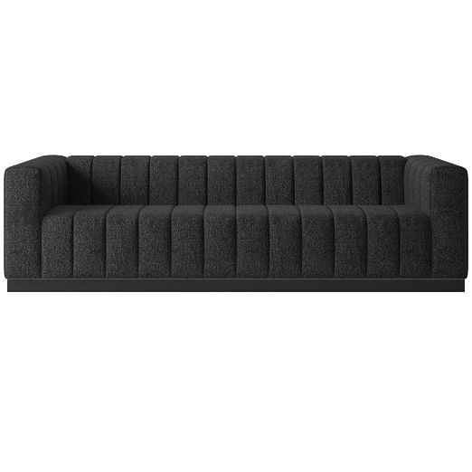 Forte 101" Extra-Large Channeled Sofa with Black Base Bloce Noir