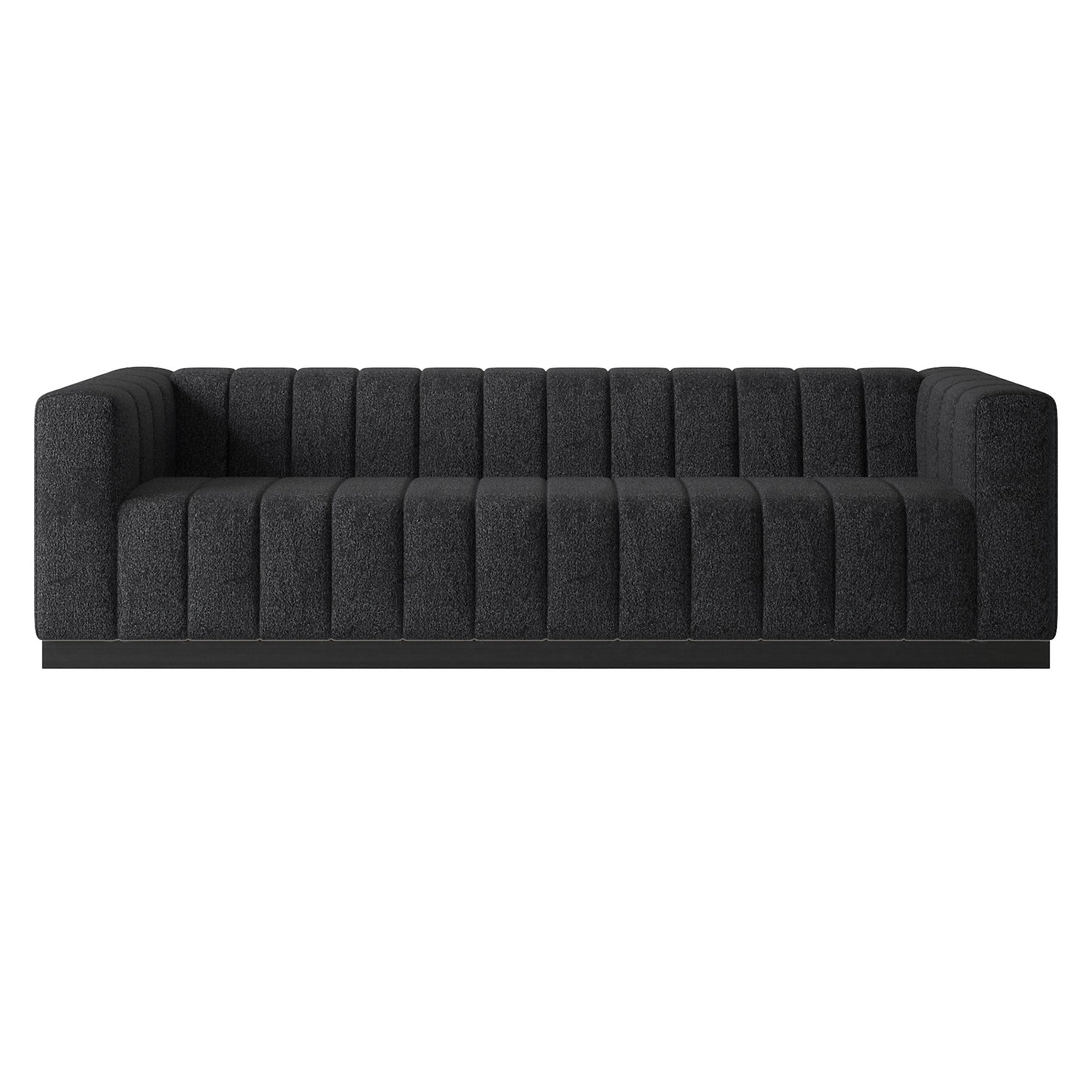 Forte 101" ExtraLarge Channeled Sofa with Black Base Bloce Noir