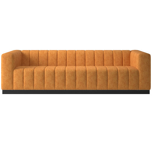 Forte 101" Extra-Large Channeled Sofa with Black Base Dream Ginger Tea