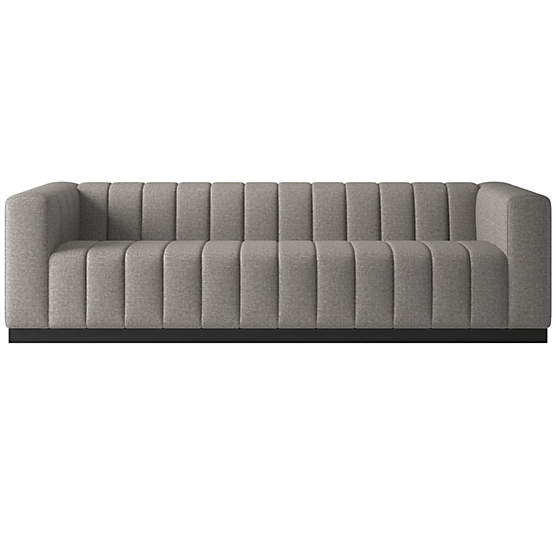 Forte 101" Extra-Large Channeled Sofa with Black Base Taylor Felt Grey
