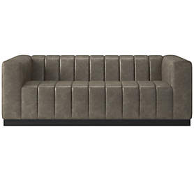 Cb2 forte channeled store saddle leather sofa