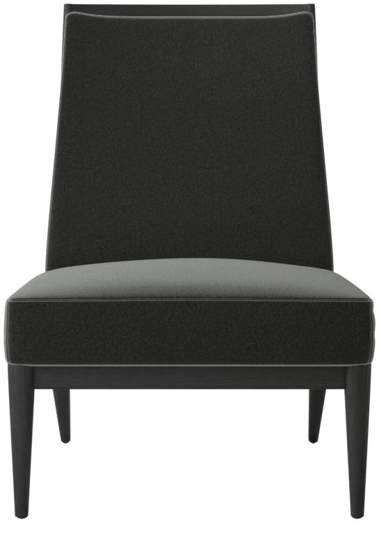 Slipper Chair with Black Legs Model 400 Dale Dark Grey by Paul McCobb - image 0 of 7