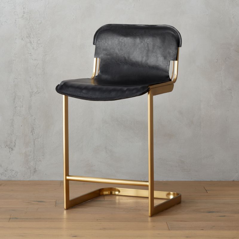 Leather and deals brass counter stools