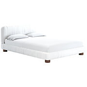 Cantar Ivory Velvet Upholstered Queen Bed