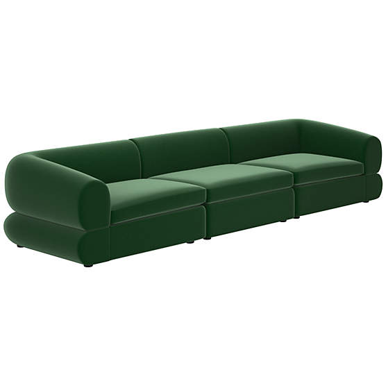 Chale 3-Piece Sectional Sofa Luca Emerald