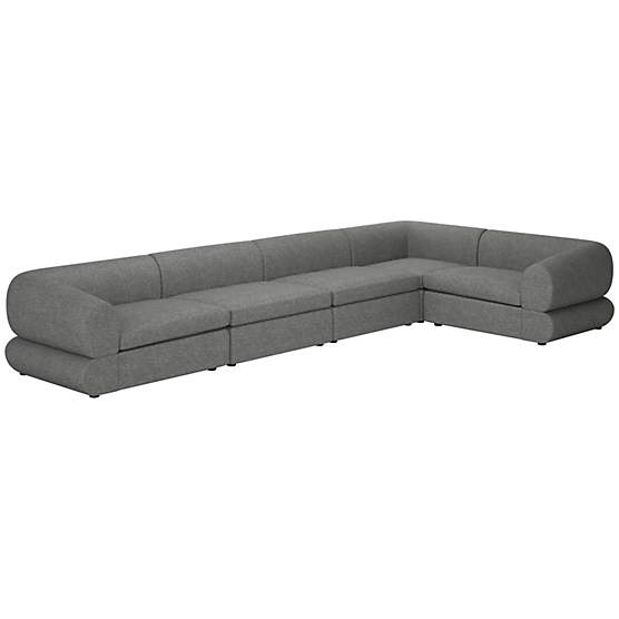 Chale 5-Piece Sectional Sofa Hatch Charcoal