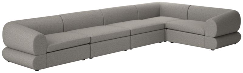 Chale 5-Piece Sectional Sofa Taylor Felt Grey - image 0 of 6