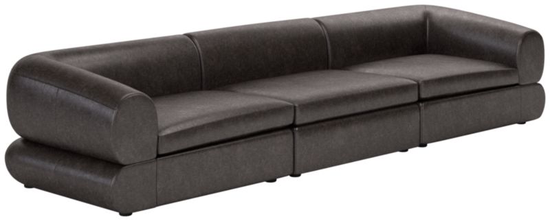 Chale 3-Piece Leather Sectional Sofa Bello Black - image 0 of 7