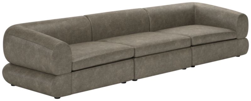 Chale 3-Piece Leather Sectional Sofa Bello Grey - image 0 of 7