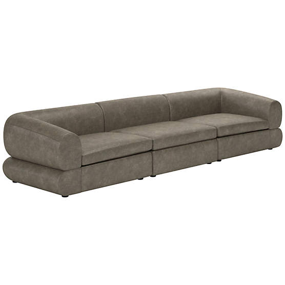 Chale 3-Piece Leather Sectional Sofa Bello Grey