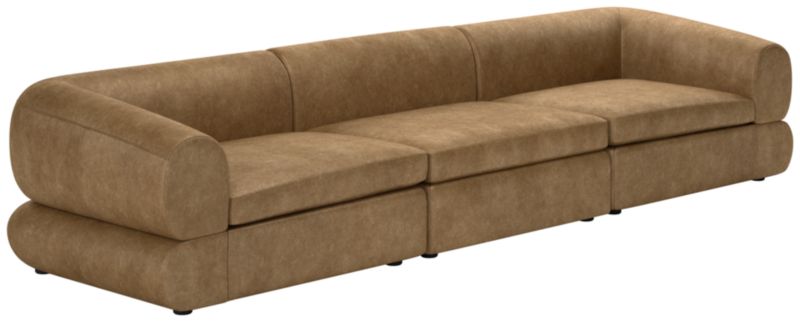 Viewing product image Chale 3-Piece Leather Sectional Sofa Bello Saddle - image 1 of 7