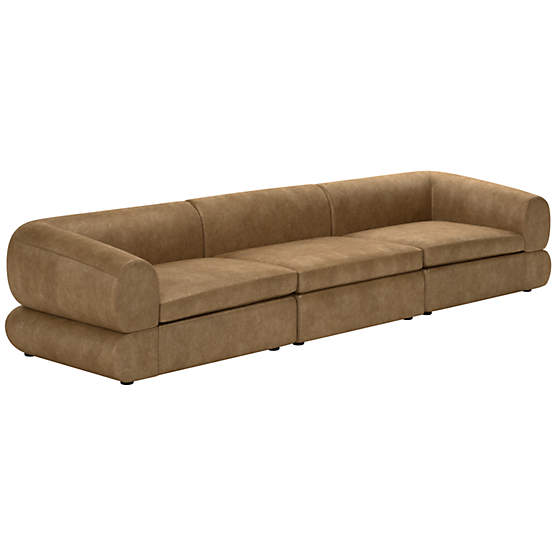 Chale 3-Piece Leather Sectional Sofa Bello Saddle