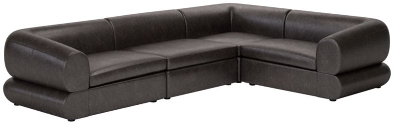 Chale 4-Piece Leather Sectional Sofa Bello Black - image 0 of 7