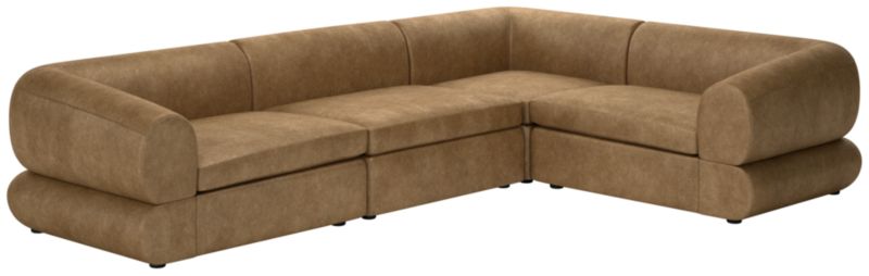 Chale 4-Piece Leather Sectional Sofa Bello Saddle - image 0 of 7