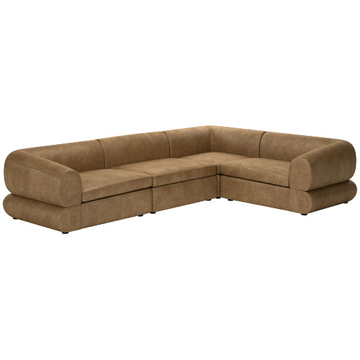 Chale 4-Piece Leather Sectional Sofa Bello Saddle