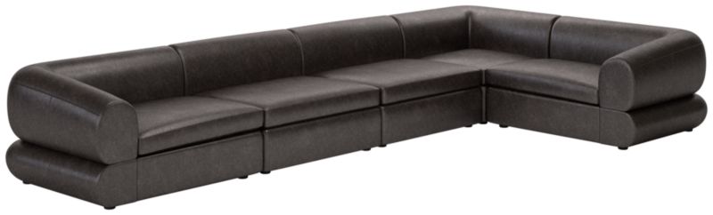 Chale 5-Piece Leather Sectional Sofa Bello Black - image 0 of 7