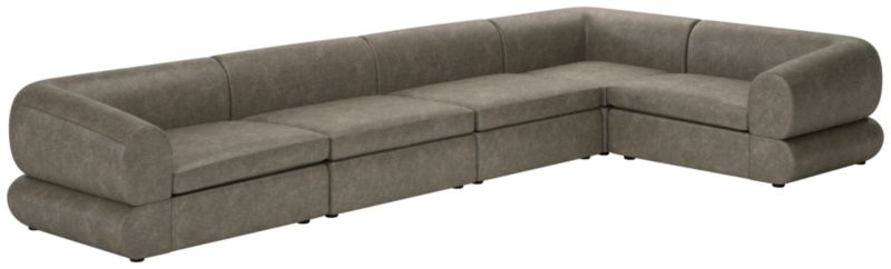 Chale 4-Piece Leather Sectional Sofa Bello Grey - image 0 of 7