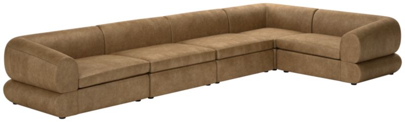 Chale 5-Piece Leather Sectional Sofa Bello Saddle - image 0 of 7