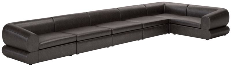 Chale 6-Piece Leather Sectional Sofa Bello Black - image 0 of 7