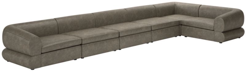 Chale 6-Piece Leather Sectional Sofa Bello Grey - image 0 of 7